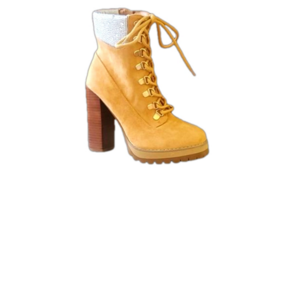 Madden Girl high heel rhinestone platform booties construction boots NWT - Picture 3 of 8